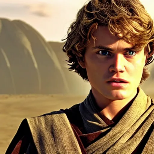 Image similar to a film still of anakin skywalker turned good realistic, detailed