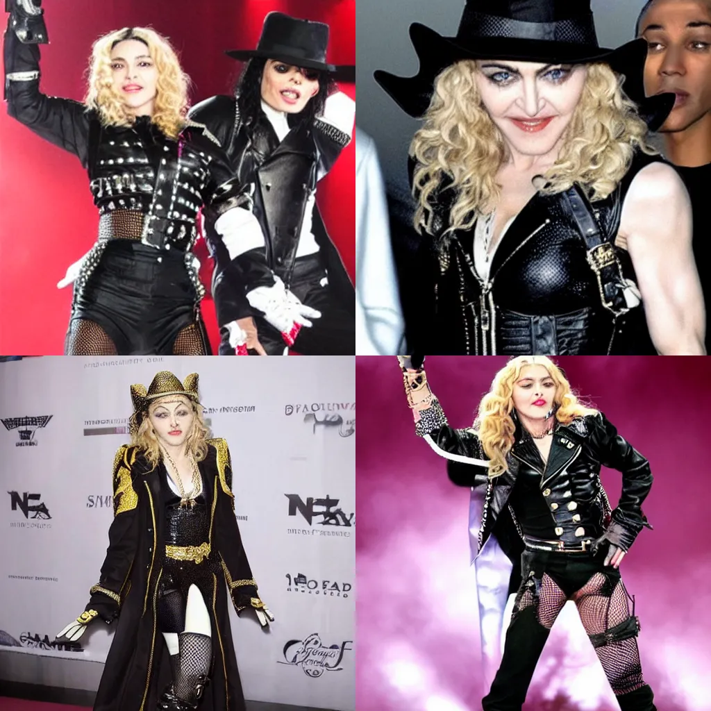 Prompt: madonna in a michael jackson costume