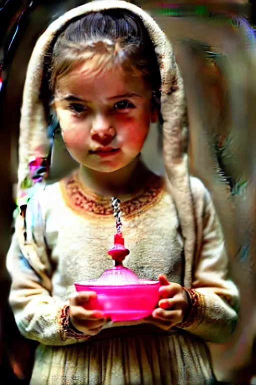 Image similar to a beautiful little girl holding a censer