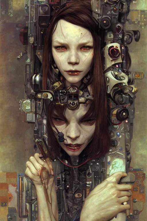 Image similar to portrait of beautiful young goblin, cyberpunk, Warhammer, highly detailed, artstation, illustration, art by Gustav Klimt and Range Murata and Ilya Kuvshinov and Sakimichan