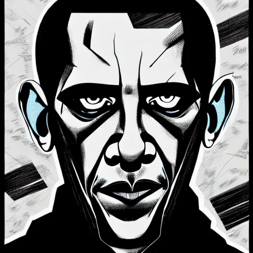 Prompt: Barack Obama looking sinister, by Tsutomu Nihei, highly detailed