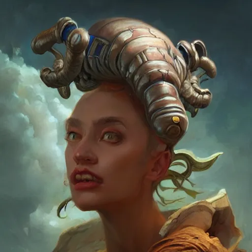 Image similar to a fantasy style portrait painting of an alien in the style of francois boucher oil painting unreal 5 daz. rpg portrait, extremely detailed artgerm greg rutkowski michael whelan