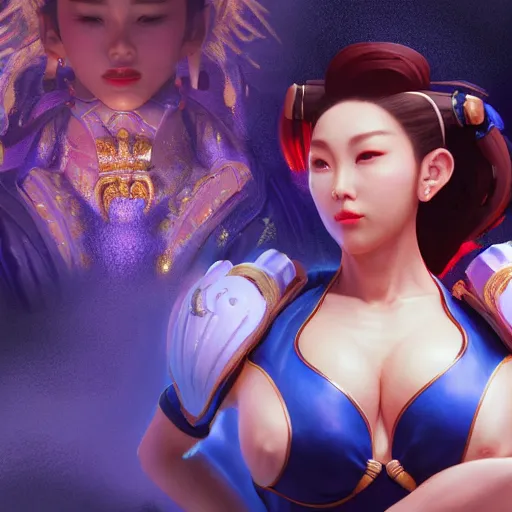 Prompt: chun li, hyper detailed, digital art, trending in artstation, cinematic lighting, redhead, studio quality, smooth render, fluorescent skin, unreal engine 5 rendered, octane rendered, art style by klimt and nixeu and ian sprigger and wlop and krenz cushart