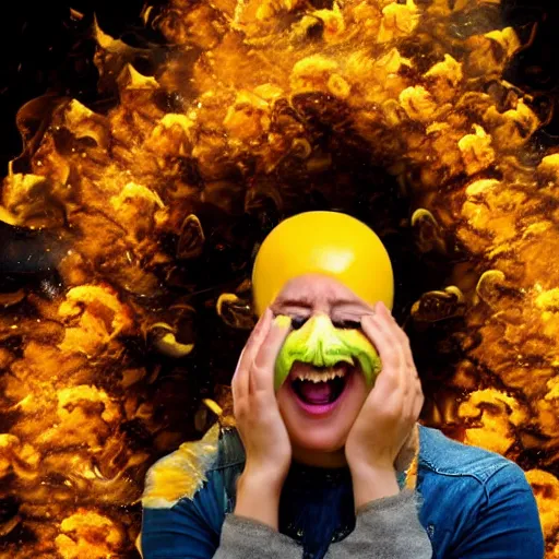 Image similar to bananas explode on face