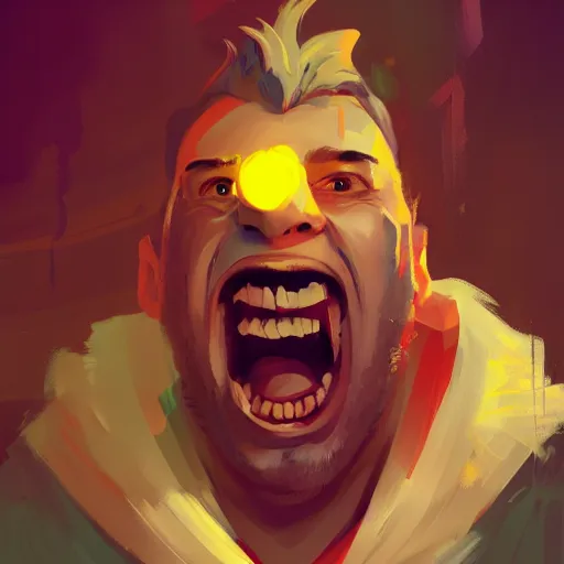 Prompt: portrait of an hilarious laughing funny croatian man, best memories from a stand - up comedy show, in a croatian building, dramatic lighting, unreal engine, by anton fadeev, by nolan, by greg rutkowski, trending on artstation