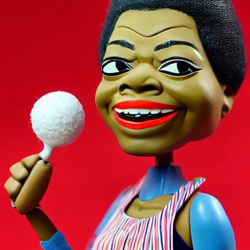 Image similar to maya angelou winning wimbledon, stop motion vinyl action figure, plastic, toy, butcher billy style