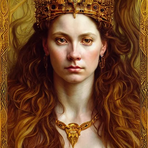 Prompt: highly detailed portrait of a majestic lioness queen in the form of a beautiful woman. d & d, art by donato giancola and evelyn de morgan and eugene delacroix and ruan jia and carl larsson. trending on artstation, intricate details, energetic composition, golden ratio, concept art, illustration, elegant art, global illuminaition