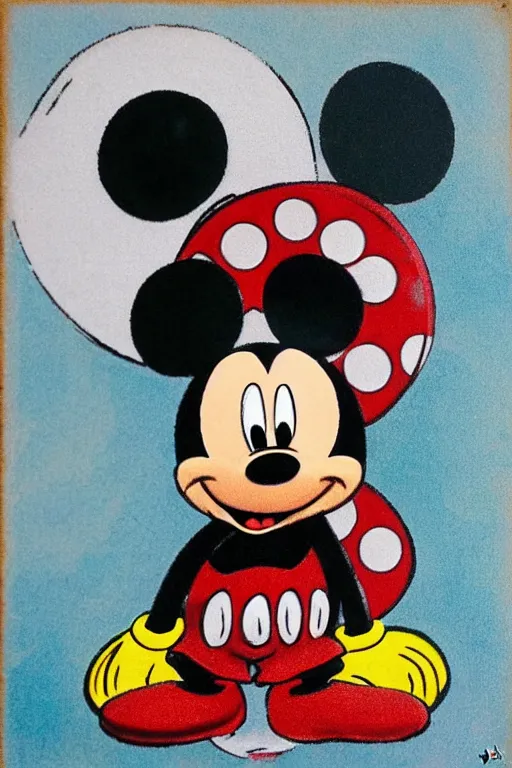 Prompt: “mickey mouse sits on a shelf, super realistic, extremely high detail