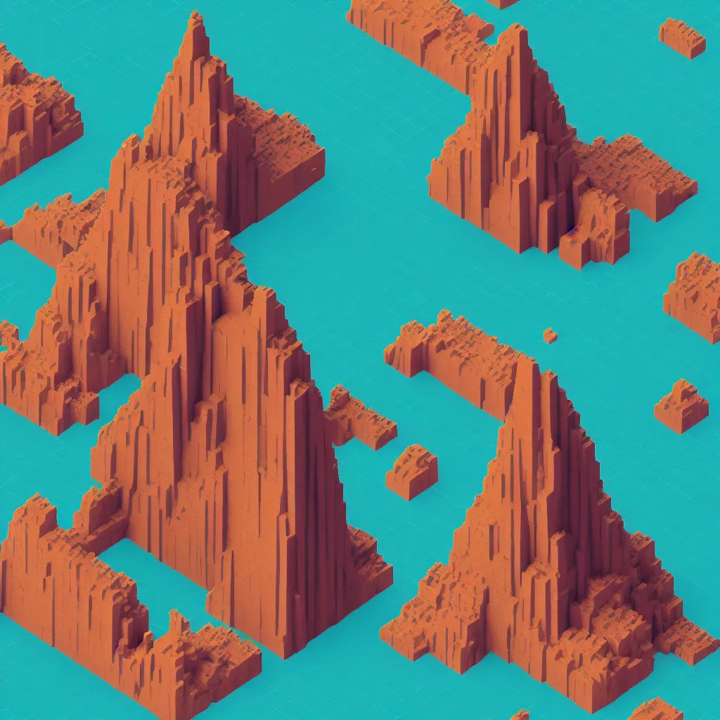 Image similar to voxel art of giant floating triangular monolith in valley by james gilleard and madmaraca, textured, detailed, beautiful, 8 k wallpaper