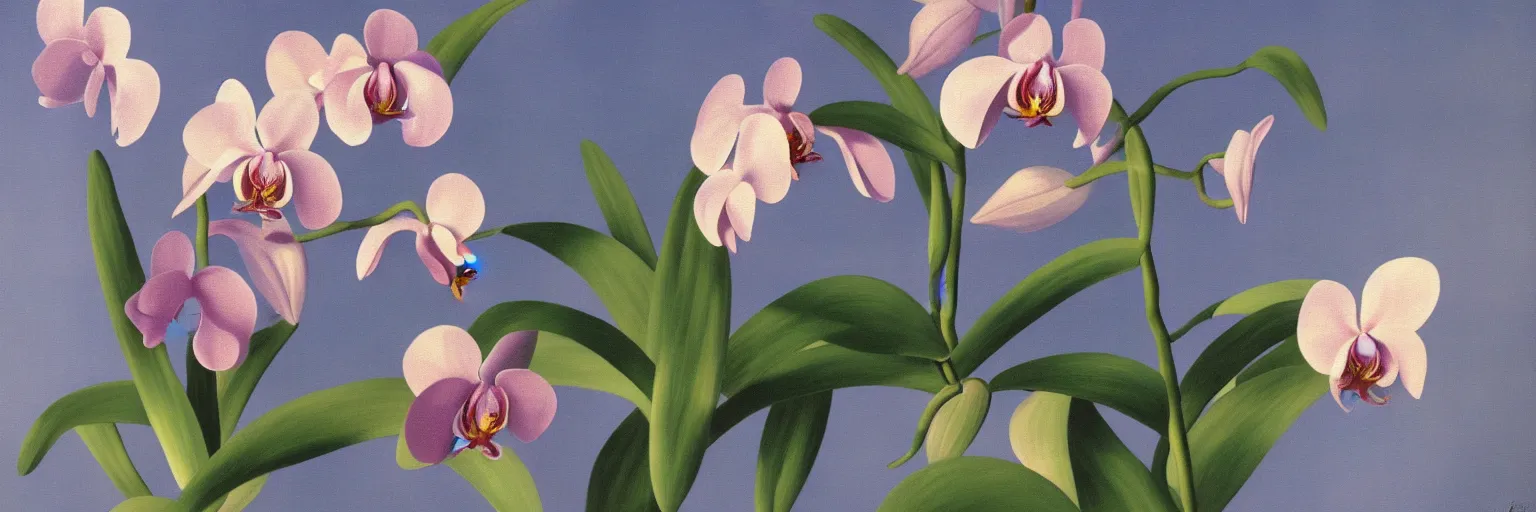 Prompt: orchid painting magritte