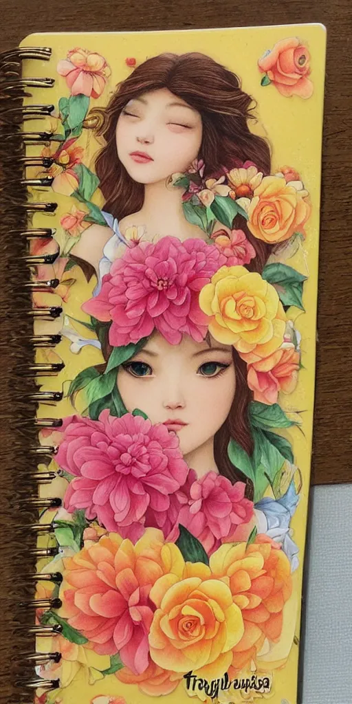 Prompt: beautiful flower, by tran nguyen, warm colors, cozy, sticker, planner stickers