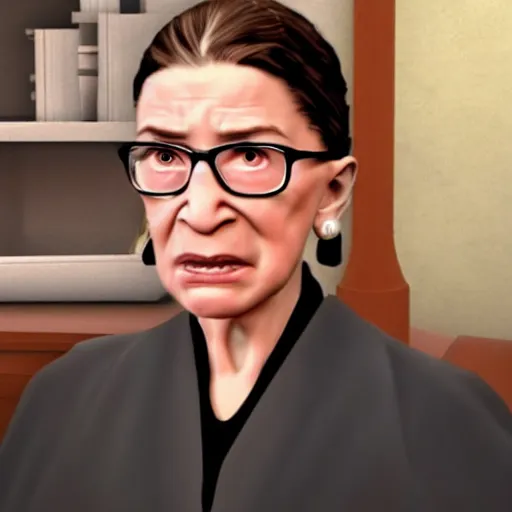 Image similar to ruth bader ginsburg half life 2, video game screenshot