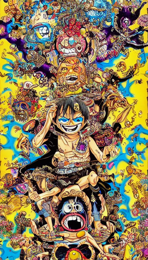 Image similar to psytrance artwork, by eiichiro oda