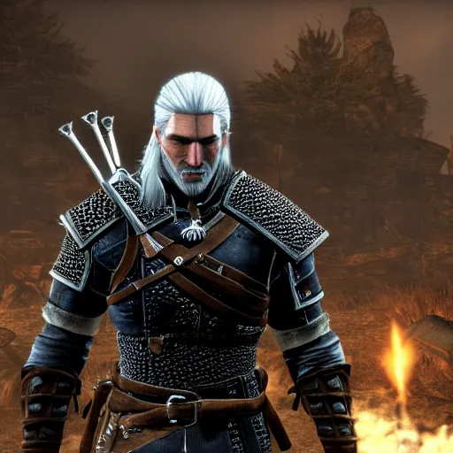 Geralt of Rivia in Dark Souls, screenshot, ps3