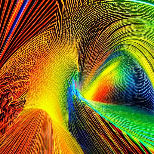 Image similar to photo of data - driven, inspired by refik anadol, three - dimensional, generative structures, multi - coloured, waves spirals, cinematic