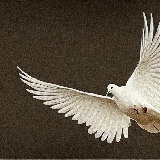 photograph of a white dove flying through a warzone | Stable Diffusion ...