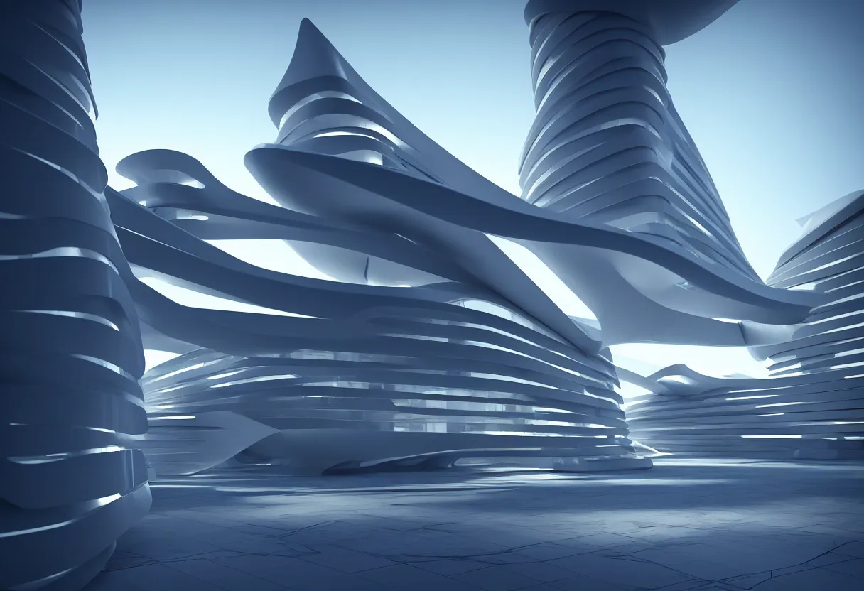 Image similar to futuristic architecture by zaha hadid, multi storey, cinematic shot, unreal engine, photorealistic, octane render