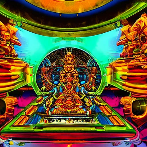 Image similar to cybertronic hindu temple, torus energy, ben ridgway