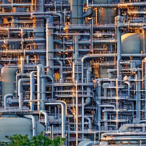 Prompt: frank lloyd wright designed oil refinery in baton rouge louisiana, telephoto, high resolution, highly detailed, intricate, beautiful, picturesque