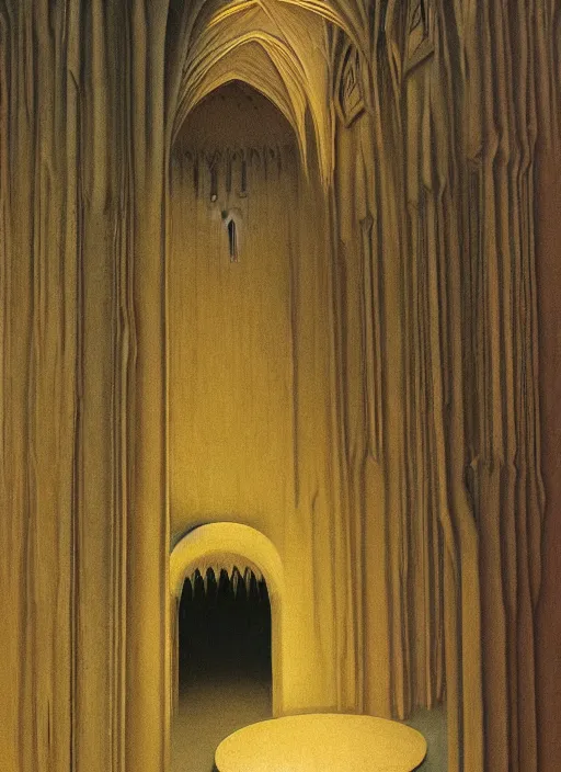 Image similar to crumbled paper bag cathedral Edward Hopper and James Gilleard, Zdzislaw Beksinski, highly detailed