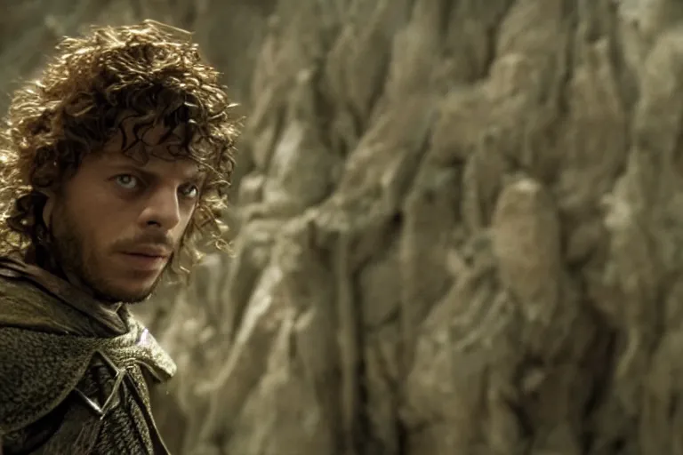 Prompt: francois arnaud plays an elf in the lord of the rings return of the king, highly detailed, cinematic lighting, 4 k, arricam studio 3 5 mm film camera, kodak 5 2 7 9 ( tungsten - balanced ) film stock