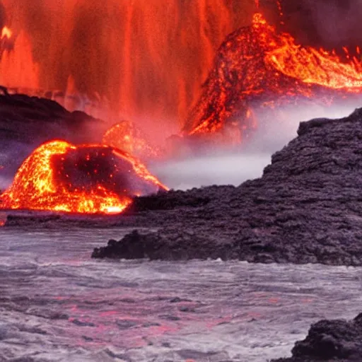 Prompt: movie still of an epic battle, lava in the background, highly-detailed, establishing shot