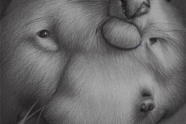 Image similar to winnie the pooh, pencil sketch, high detail, hyper realistic,