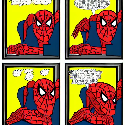 Image similar to spiderman in a four - frame meme by knowyourmeme