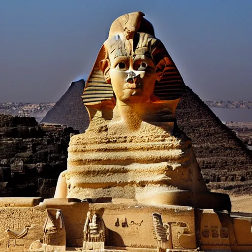 Prompt: egyptian akhnatoon god sculpture pyramid