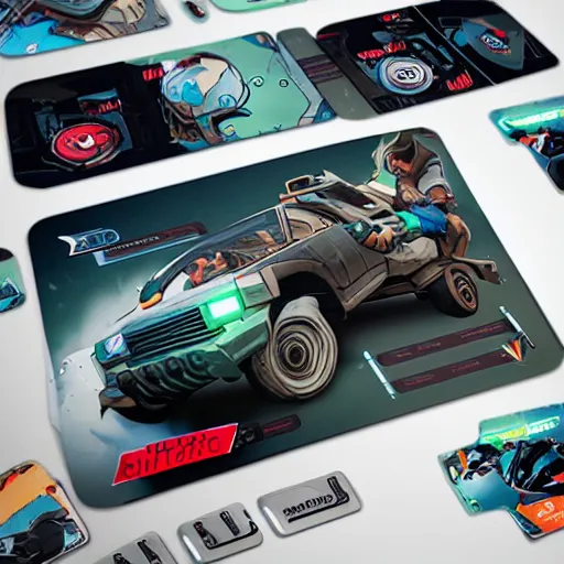 Image similar to car engine car parts concept art card, comic page, realistic fortnite, ui card