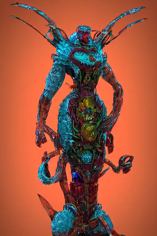 Prompt: frost worm companion, in the style of jim mcdermott and matt jefferies, trending on artstation, front lighting front view 6 0 s kitsch and psychedelia, character design, futuresynth, epic fantasy, sculpture