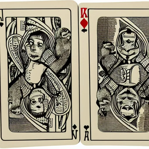 Prompt: ''Two monkeys playing cards''