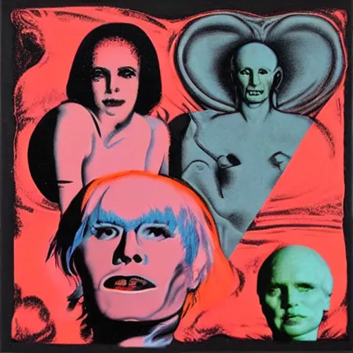 Prompt: Cosmically Terrified by Andy Warhol and Gerald Brom
