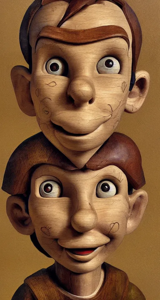 Image similar to a wooden boy, pinocchio highly detailed painting by alberto mielgo