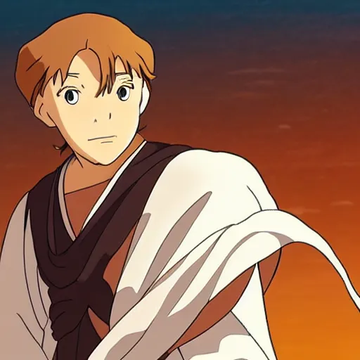 Prompt: Obi-Wan Kenobi as an anime character from Studio Ghibli. Beautiful. 4K.
