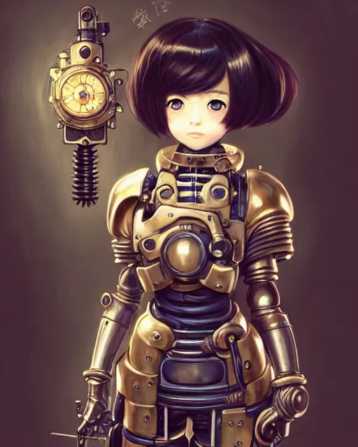 Image similar to portrait Anime Girl in mechanical armor steampunk cute-fine-face, pretty face, realistic shaded Perfect face, fine details. Anime. Bioshock steampunk realistic shaded lighting by katsuhiro otomo ghost-in-the-shell, magali villeneuve, artgerm, rutkowski Jeremy Lipkin and Giuseppe Dangelico Pino and Michael Garmash and Rob Rey