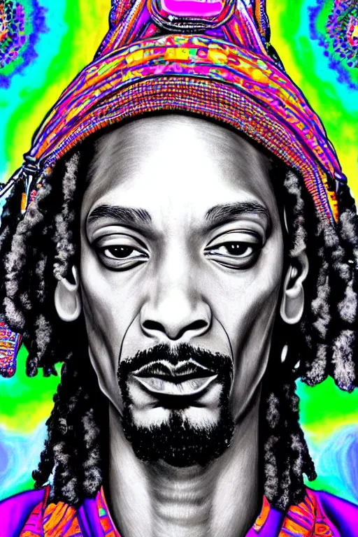 Image similar to snoop dog highly detailed psychedelic portrait art , symmetrical