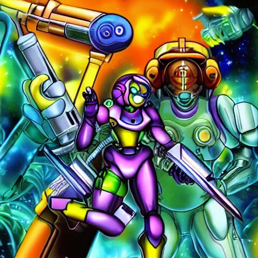 Prompt: the cover of Metroid Fusion -n 8