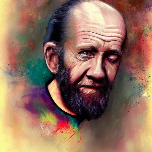 Image similar to Anna Dittmann painting of George Carlin, trending on art station