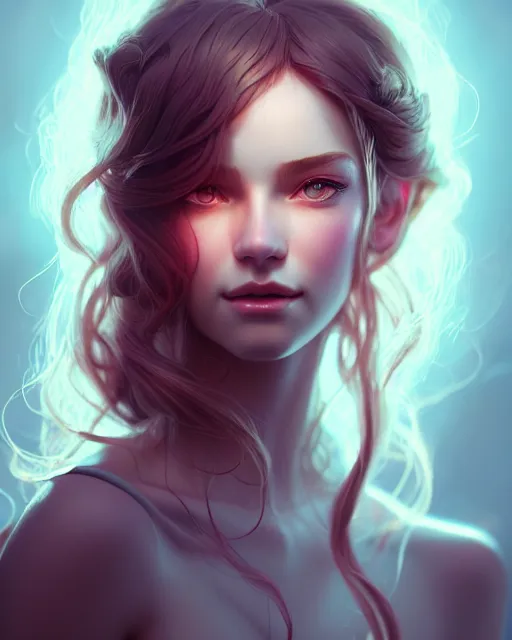 Image similar to portrait of a beautiful girl, flowy hair, cinematic lighting, highly detailed, digital painting, trending on artstation, pixiv, concept art, sharp focus, illustration, art by ross tran and wlop