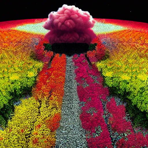 Image similar to nuclear explosion made of flowers