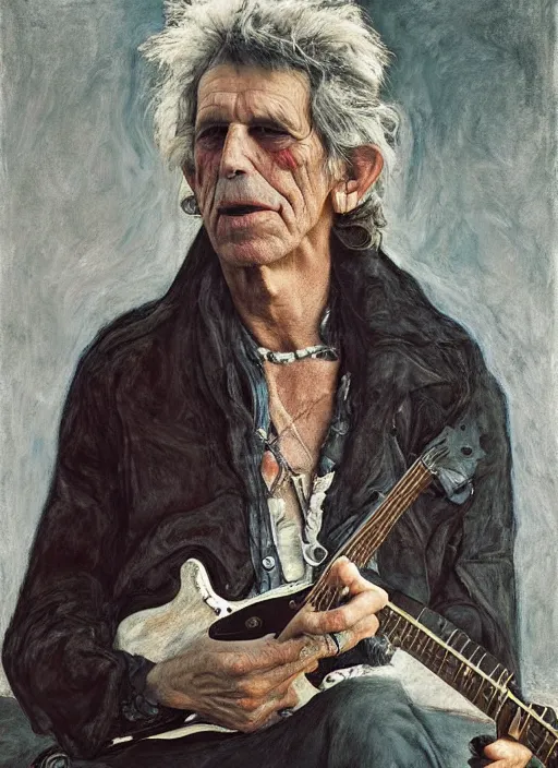 Image similar to keith richards by jeremy lipking egon schiele gottfried helnwein