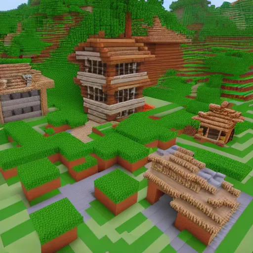 Prompt: Minecraft Japanese village