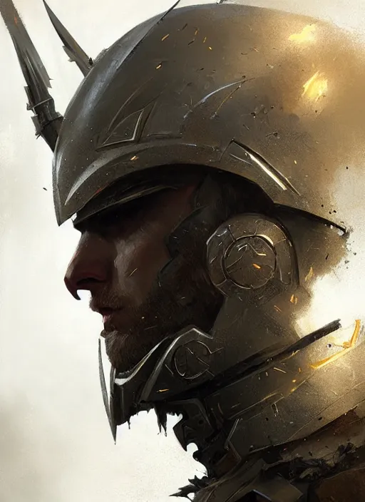 Image similar to portrait of wounded epic armored war commander. highly detailed, digital painting, concept art, smooth, sharp focus, illustration, art by greg rutkowski