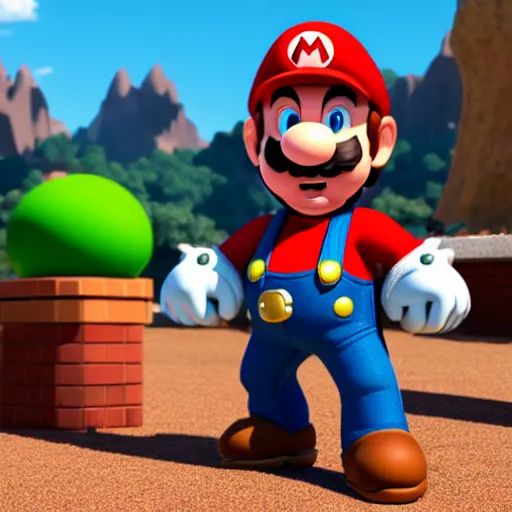 Image similar to Chris Pratt as Super Mario, Unreal Engine, Xbox Series X, EOS-1D, f/1.4, ISO 200, 1/160s, 8K, RAW, symmetrical balance, in-frame, Dolby Vision