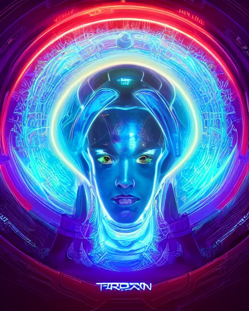 Prompt: symmetrical extreme closeup portrait mass effect tron neon glowing matrix chrome robot reflection glass astronaut looking at a glowing fractal tree of life, weird, creepy, quiet, red color scheme, andromeda krogan nebula aurora, bioluminance alena aenami artworks in 4 k, moebius!! dan mumford, ralph mcquarrie