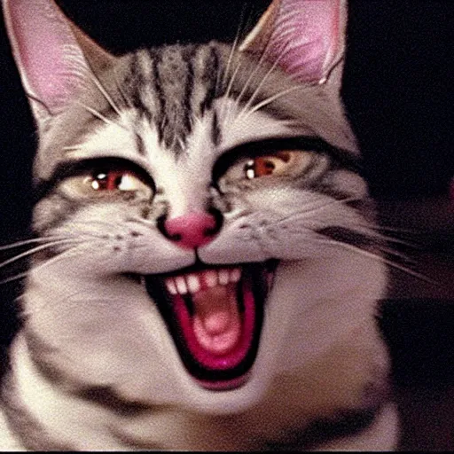 Image similar to laughing cat reaction image, movie still