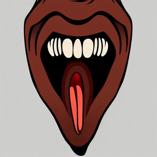 Prompt: open mouth with tongue sticking out, say ahh, illustration, vector art, clean lines, on white background, pinterest, artstation, deviantart