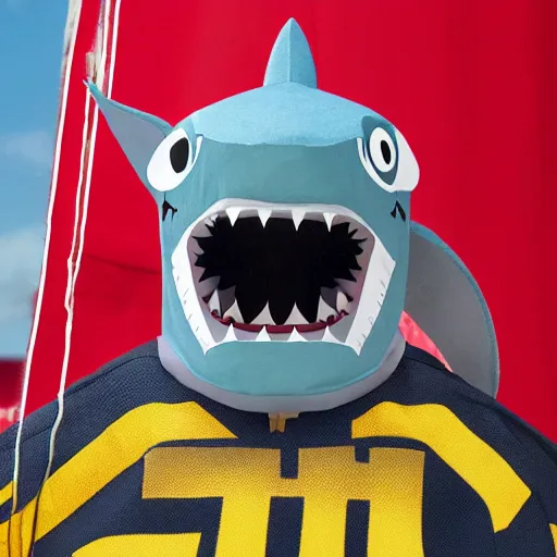 Image similar to shark in the style of a College Mascot Costume, highly detailed, photorealistic, —height 1024 —width 1024