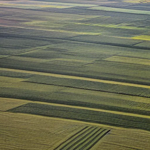 Prompt: view from a helicopter of Midwest farmland, extreme detail, photograph, by greg rutkowski